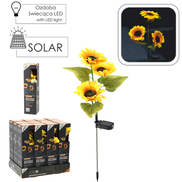 SOLÁRNÍ SVÍTIDLO H 70 CM SLUNEČNÍK 30 LED TEPLÁ BÍLÁ disp=12ks *4668