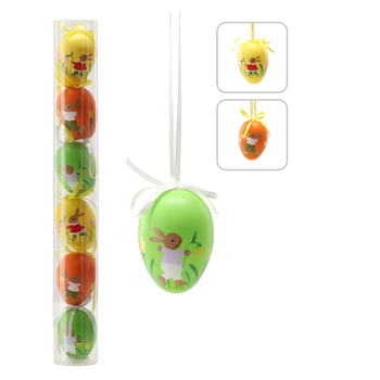 SET OF 6 EASTER EGGS 6 CM WITH ANIMAL PATTERN MIX DESIGNS TUBE