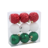SET OF 9 BAUBLES 6 CM RED/GREEN/WHITE