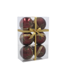 SET OF 6 CHRISTMAS BAUBLES DARK RED 7 CM