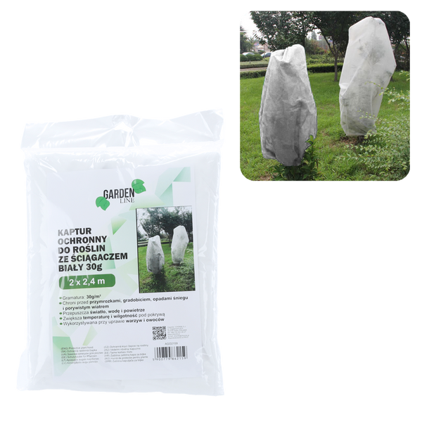 KAPTUR OCHRONNY DO ROŚLIN 2 X 2.4 M ZE ŚCIĄGACZEM 30g BIAŁY *2159