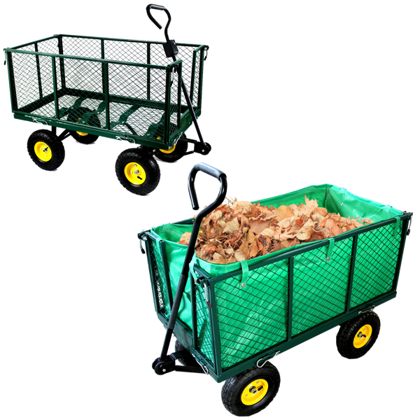 WÓZEK OGRODOWY DWUFUNKCYJNY XL - ZIELONY Z PLANDEKĄ *0108