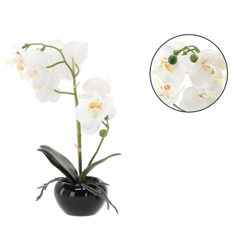 Floare artificială - orhidee albă 30 cm ambalaj=6 buc *4795