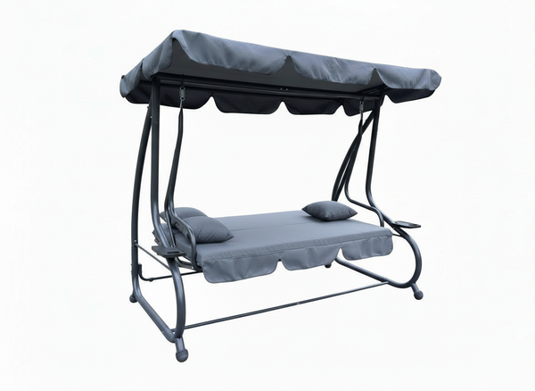 HUŚTAWKA OGRODOWA 210 x 120 x 170 cm ANTRACYT Z FUNKCJĄ LEŻANKI