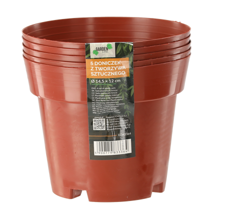 SET OF 5 PP POTS 14.5 x 12 CM