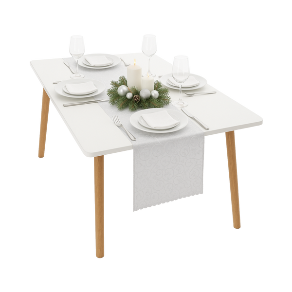 BIEŻNIK DWUSTRONNY  SREBRNY MIX 35X220 CM BOŻE NARODZENIE OPAK. 1SZT *4396