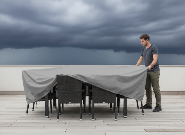 POKROWIEC NA MEBLE OGRODOWE 160 x 90 CM SZARY