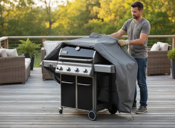 POKROWIEC NA GRILL 126 x 55 x 112 CM SZARY