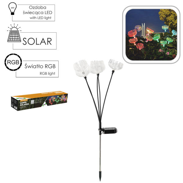 LAMPA SOLARNA H 68 CM MEDUZA MINI 5 LED MULTIKOLOR *4798