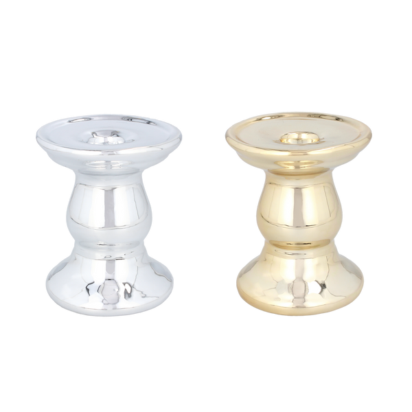 CERAMIC CANDLE HOLDER GOLD / SILVER