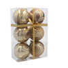 SET OF 6 CHRISTMAS BAUBLES GOLD 8 CM