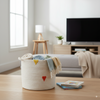 COS DE RÂNDURI/JUCĂRII 32 x 29 CM ROTUND ALB CU PATRON COLORAT DIM. M *4991