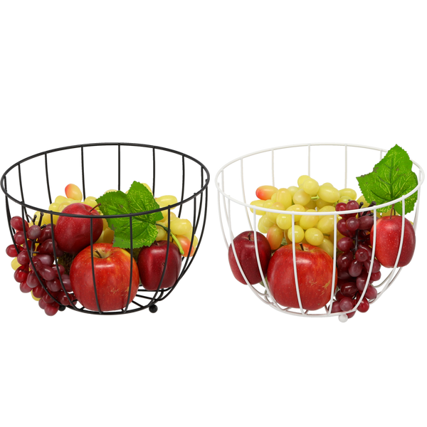 KOŠ NA OVOCE 26 x 26 x 16,5 CM METALOVÝ MIX 2 BARVY ČERNÁ/BÍLÁ *8953