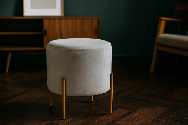 PUFA OKRĄGŁA NA NÓŻKACH 35 x 40 CM SZARA *3918