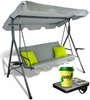 HUŚTAWKA OGRODOWA A-TYPE 170 x 118 x 153 cm SZARA Z LIMONKOWYMI POD. I PODSTAWKAMI NA KUBEK *9987