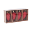 9CM MATT GLITTER PINECONES, 4PCS IN PAPER BOX WITH PVC COVER