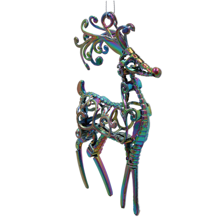 ORNAMENT CRĂCIUN CU REN CU EFECT DE BENZINĂ 10 x 16 CM *5959