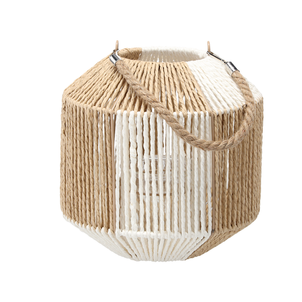 LANTERN H-25 CM WITH GLASS INSERT - CHECKERED