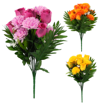 ARTIFICIAL BRANCH - ROSES AND CHRYSANTHEMUMS ASSORTED COLOURS