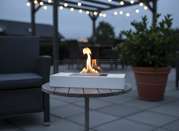 BIOKOMINEK STOŁOWY 35 X 18 X 15 CM BIAŁY