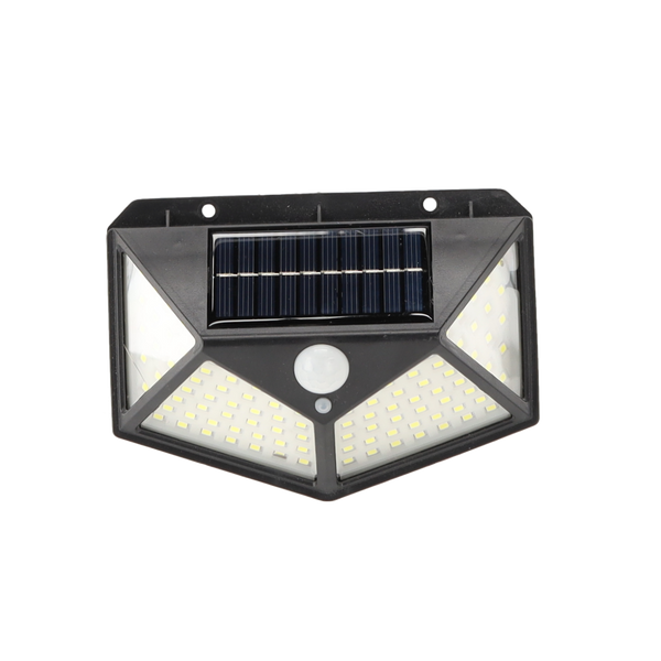 SOLÁRNÍ SVÍTIDLO 13,5 x 5,5 x 9,7 CM NÁSTĚNNÉ S DETEKTOREM POHYBU 100 LED STUDENÁ BÍLÁ *6124