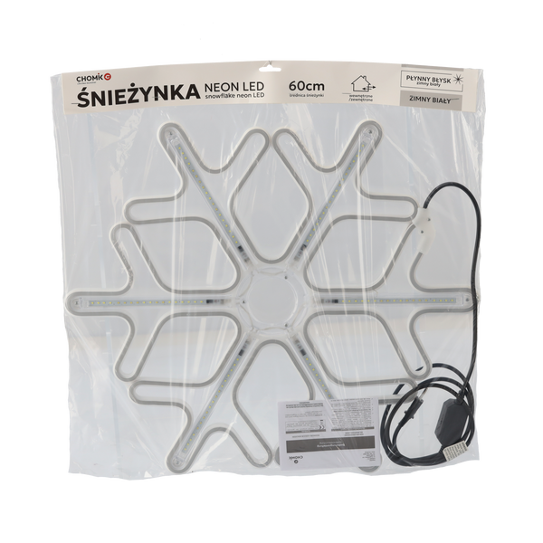SNEŽIENKA 60 CM NEÓNOVÁ LED STUDENÁ BIELA + STUDENÁ BIELA BLIKANIE VNÚTRA/OUKRAJNÉ *8318