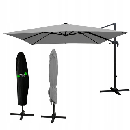 GARDEN UMBRELLA "ROMA" 3 X 4 M GRAY WITH COVER
