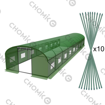 TUNEL FOLIOWY OGRODOWY 10 SEGMENTOWY ZIELONY 10 x 4 x 2 M *8009