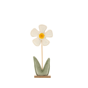 FELT FLOWER ON BASE - CREAM 13 x 4.5 x 29 CM