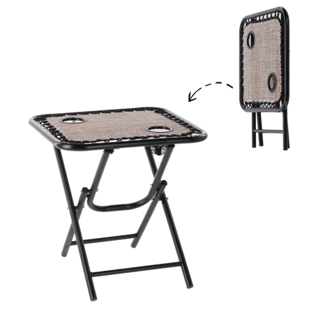 Skladací turistický stôl 50 x 50 x 50 cm s držiakmi na nápoje hnedý *2746