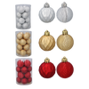 SET OF 16 BAUBLES 4 CM RED/GOLD/SILVER
