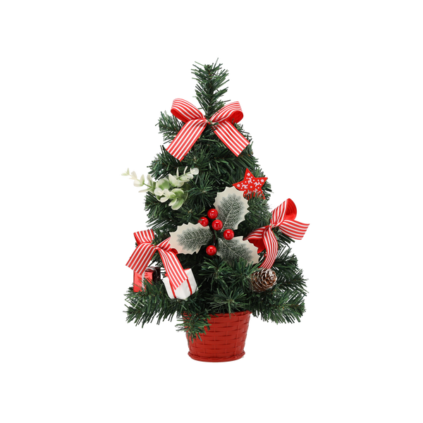 VÁNOČNÍ STROMEČEK 40 CM ČERVENÝ S HOLLY *2422