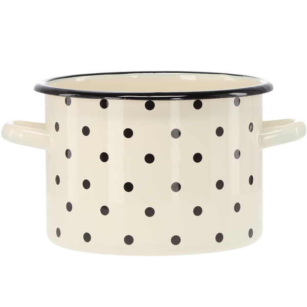 GARNEK EMALIOWANY 3 L 18 CM BIAŁY KROPKI *3400