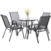 ZESTAW MEBLI OGRODOWYCH - 4 KRZESŁA + OKRĄGŁY STOLIK - SZARY *3514