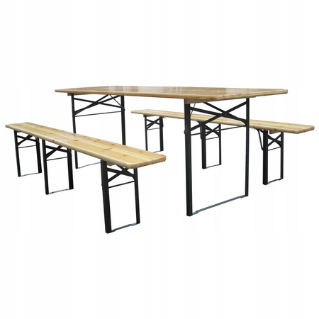 ZOSTAV BIESIADNY - STÔL 177 x 46 x 77 cm + 2 LAWNIKI 177 x 23 x 47 cm *2745