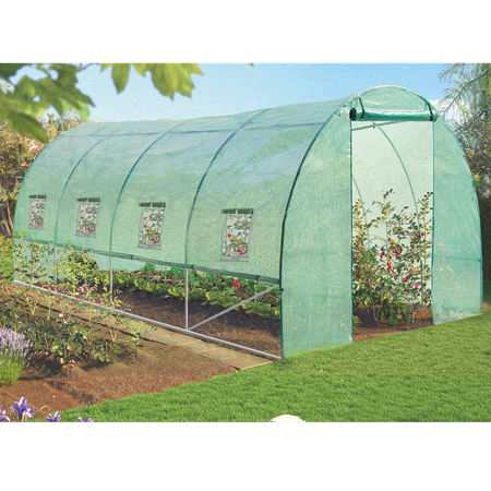 TUNEL DE GRĂDINA FOLIAT 4 SEGMENTE 4.5 x 2 x 2 M VERDE CU OPȚIUNE DE VENTILARE SUPLIMENTARĂ *3927