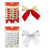 SET OF 12 CHRISTMAS BOWS SILVER/RED-GOLD