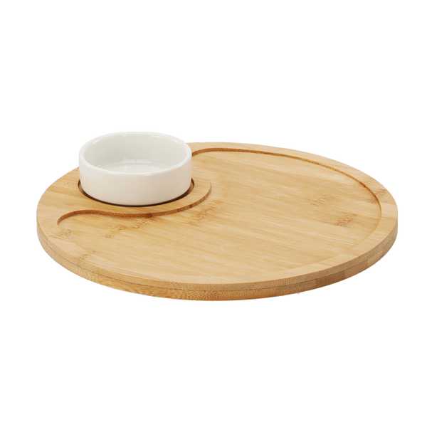 SET PENTRU SERVIRE A APERITIVELOR - TAVIȚĂ CIRCULARĂ CU BOL 25 x 3,5 CM *6514
