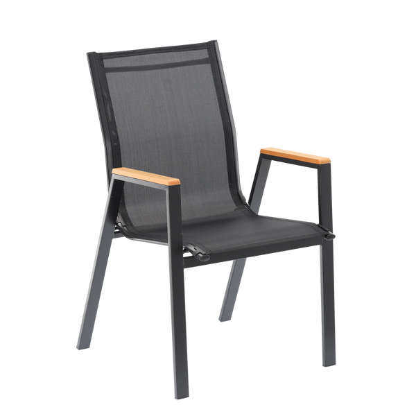 OCELOVÁ ZÁHRADNÁ STOLIČKA POLYWOOD 61 x 56 x 90 CM ČIERNA *9507