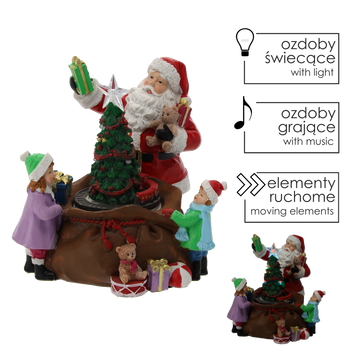 CHRISTMAS MUSIC BOX LED SANTA WITH TREE AND PRESENTS