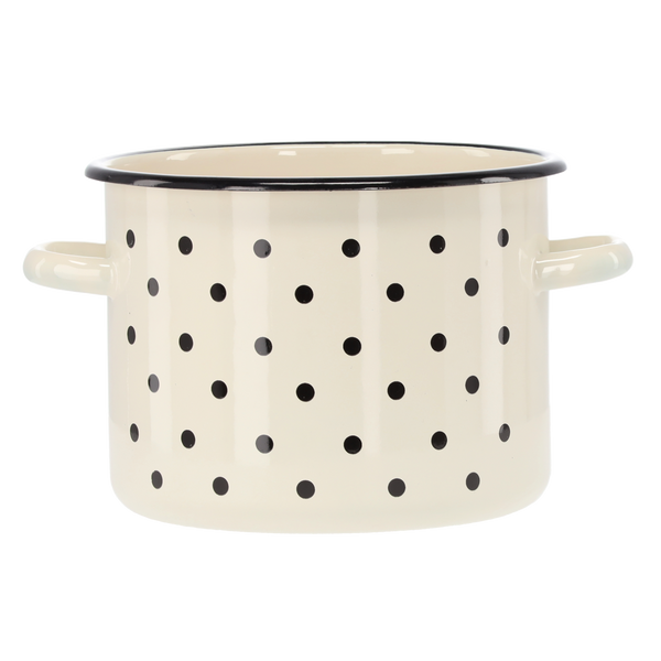 GARNEK EMALIOWANY 4,5 L 20 CM BIAŁY KROPKI *3455