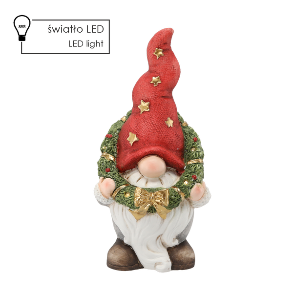 FIGÚRKA BOŽONÁROV. - TRPASLÍK S VENCOM 19 X 17 X 40 CM LED *0822