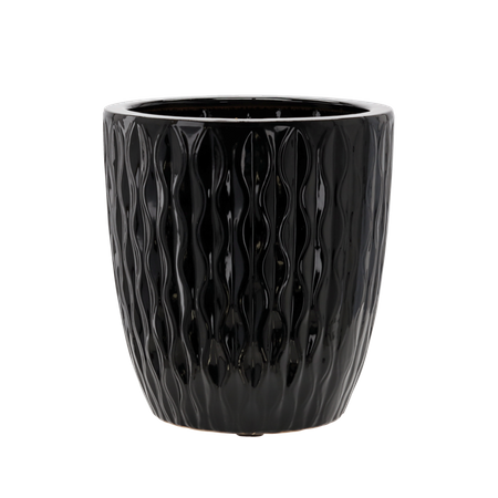 CERAMIC COVER FOR A POT 32 x 32 x 35,5 CM BLACK GLOSSY