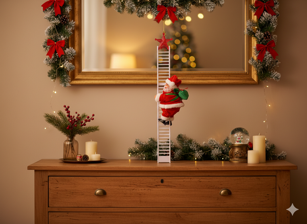SANTA CLAUS CLIMBING THE LADDER 20,5 CM