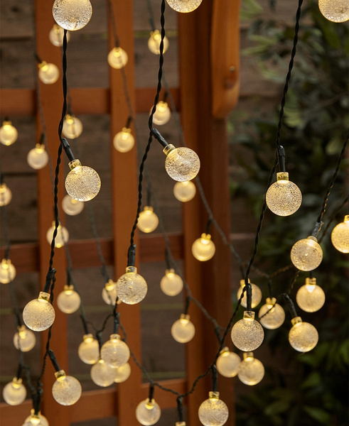 SOLAR GARDEN GARLAND L. 2 + 7.35 M BUBBLE 50 LED WARM WHITE