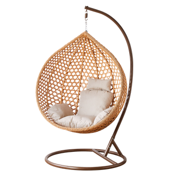 VISÍCÍ KŘESLO VEL. XL HNĚDÉ, POLŠTÁŘ BEŽOVÝ, RÁM HNĚDÝ *0193