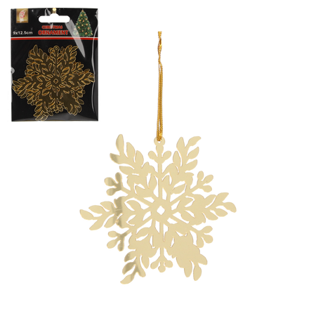 SET 3 DECORAȚII PENTRU BRAZI - FULG DE ZĂPADĂ AURIE 8 x 8 CM ambalaj=48buc *0764