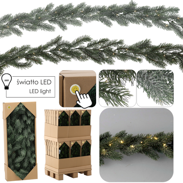 Girlanda z borovice 180 cm LED mix vzorů disp=21ks pal=42ks *2008
