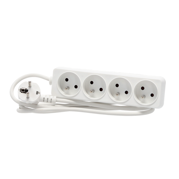 EXTENSION CORD POWER STRIP 4 SOCKETS 1.5M WHITE