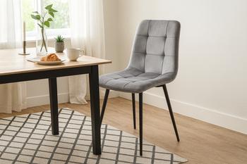 KRZESŁO NOWOCZESNE WELUROWE SZARE *2937